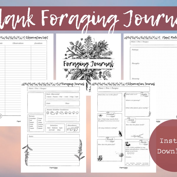 Blank Foraging Journal | Wildcrafting | Herbal Grimoire | Green Witch  | Instant Download | Printable Herbalism Page | Book Of Shadows