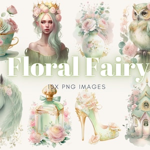 Watercolour Pastel Fairytale Clipart - Unicorn Fantasy PNG Digital Image Downloads for Card Making, Scrapbook, Junk Journal, Paper Crafts