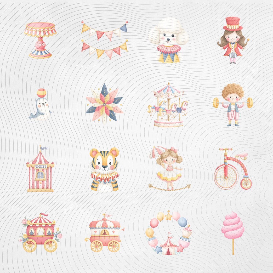 Cute Circus Clipart Bundle, 50 Circus Party Pngs, Carnival Kids ...