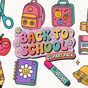 Back to School Clipart, Teacher Clipart PNG, Hand Drawn School Supplies, Digital Download for Classroom Use, Educational Graphics for Kids