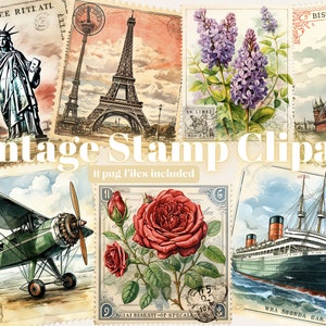 Vintage Stamps 11 PNG, Vintage Stamps PNG, Retro Stamps PNG, Vintage Stamp Commercial Use, Stamp Scrapbook Art, Stamp Cricut Clipart