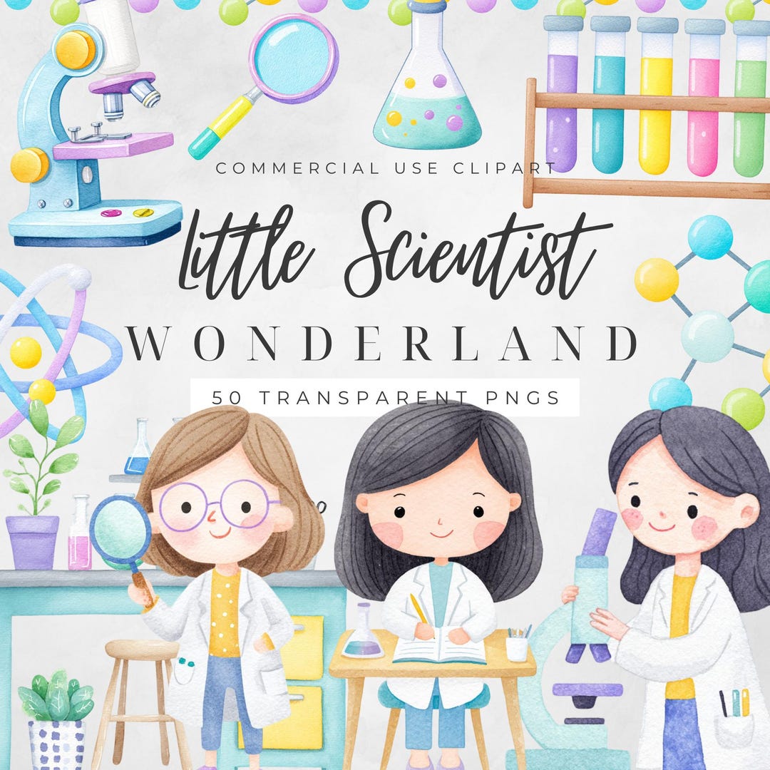 Little Scientist Clipart Bundle, Science Watercolor Clipart, Kids ...