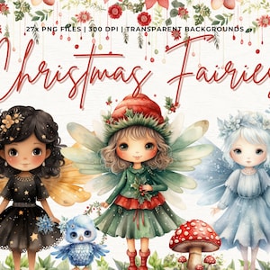 Weihnachtsfee Clipart | Feengarten Clipart | Goldene Fee Clipart | Feentüren Clipart | Weihnachtsschmuck | Weihnachts Junk Journal