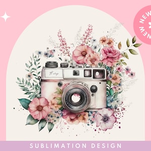 Watercolor Floral photography camera sublimation designs downloads, Boho Camera quotes shirt