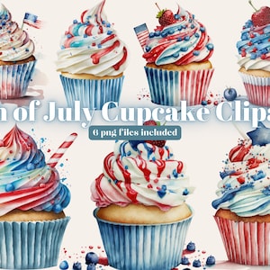Acuarela 4 de julio Clipart, Día de la Independencia Clipart, Camper clipart, Patriotic Clipart, 4th July Cupcake Clipart, gnome 4th julio clipart