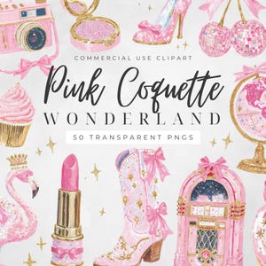 Pacote de imagens PNG Pink Coquette para mulheres, com laços, estética feminina e fofa para uso comercial.