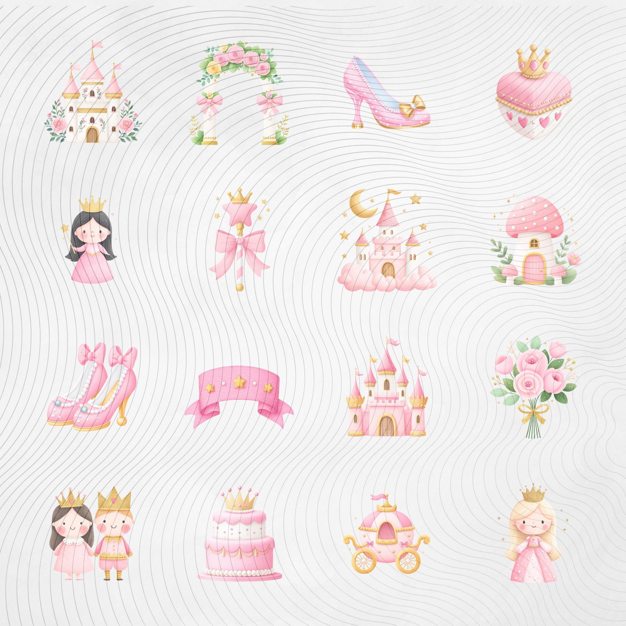 Princess Clipart Bundle, Fairytale Clipart PNG, Pink Princess Graphics ...