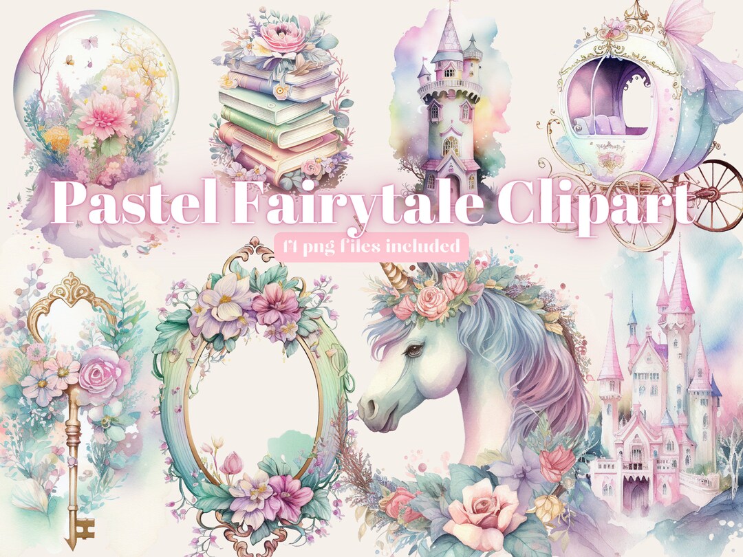 Watercolour Pastel Fairytale Clipart Unicorn Fantasy PNG Digital Image ...