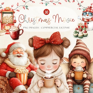 Watercolor Christmas Clipart Bundle, Cozy Christmas Clipart, Boho Christmas PNG, Ornaments Clipart, Christmas Wreath, Stocking