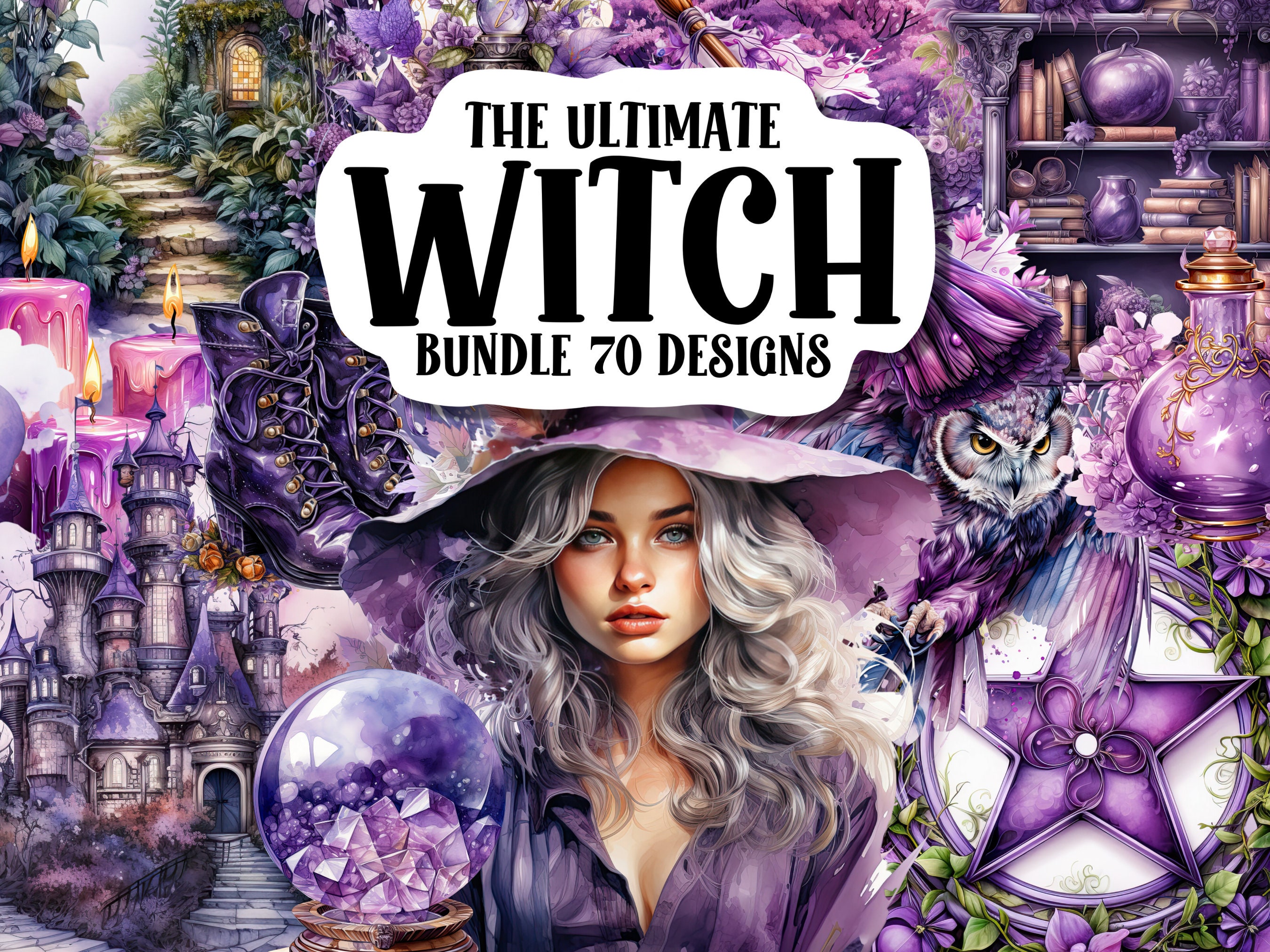Purple Witch Clipart Clipart, Magic Witch clipart PNG, Witches PNG, Scrapbook, Junk Journal, Paper Crafts Scrapbooking, Witch Sublimation