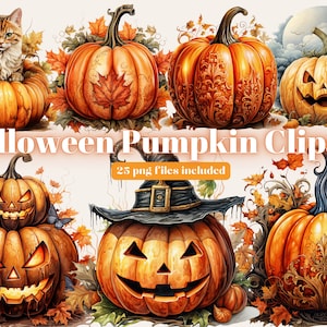 Pumpkin Clipart, Watercolor Pumpkin Clipart, Autumn Clip Art, Pastel Pumpkins, Kawaii Pumpkin, Paper craft - Junk Journal, Scrapbooking