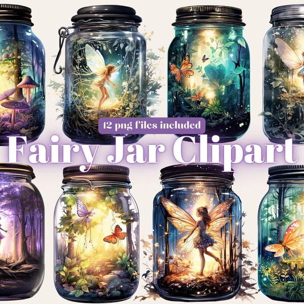 12 PNG Watercolour Magical Jars Clipart, Fantasy Clipart, Fairytale Magical Mystery Mason Jars Clip Art png bundle, Scrapbook, Junk Journal
