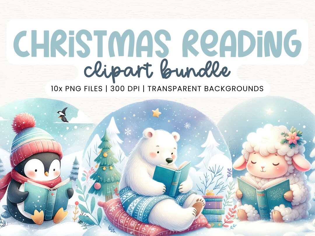 Winter Reading Clipart, NG Designs Watercolor Reading Clipart Book