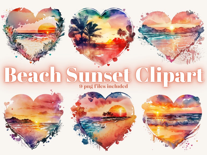 Sunset PNG Bundle,Sunset background clipart PNG, Sublimation sunset png files,digital download,file for sublimation printing, beach clipart image 1
