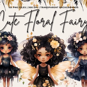 Watercolor Fairy Garden Clipart Cute Fairy Garden Clipart Enchanted Forest Pink Fairy Bundle Magic Fairies PNG Set Commercial Use