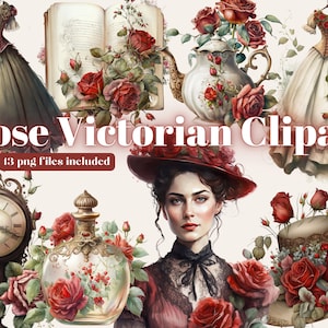 Vintage Rose Clipart Watercolor Clipart, Vintage Lady PNG, Victorian Vintage Flowers, Scrapbook, Junk Journal, Paper Crafts Scrapbooking