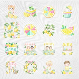 Lemonade Stand Clipart, Summer Kids Clipart, Lemon Clipart PNG, Cute Summer Graphics, Commercial Use Clipart, Scrapbook PNG image 3