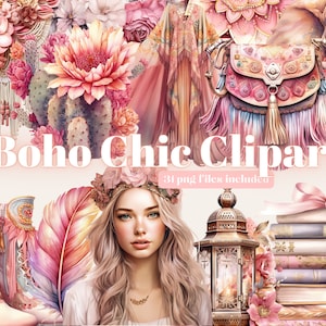 Aquarell Western Boho Clipart - Cowgirl Blumen Hochzeit PNG format sofortiger Download für kommerzielle Nutzung, Boho Sublimation designs, Boho png