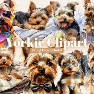 Yorkshire Terrier PNG Bundle, digitales Handwerk Designs transparent, Yorkie Clipart, Hund PNG, Welpe Clipart, kommerzielle Nutzung, Yorkie Hund Clipart
