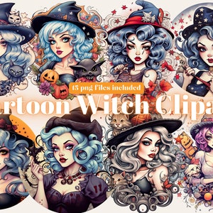 Cartoon Witch Clipart Clipart, Gothic witch clipart PNG, Witches PNG, Scrapbook, Junk Journal, Paper Crafts Scrapbooking, Sublimation