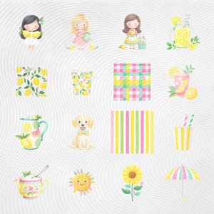 Lemonade Stand Clipart, Summer Kids Clipart, Lemon Clipart PNG, Cute Summer Graphics, Commercial Use Clipart, Scrapbook PNG image 4