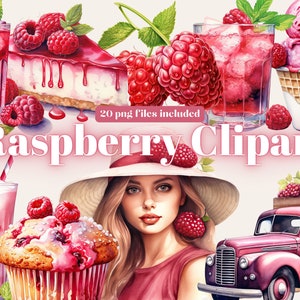 Watercolor Raspberry Delights Clipart - Digital PNG Raspberry Graphics, Instant Download, Commercial Use, Sublimation Designs, Raspberry Png