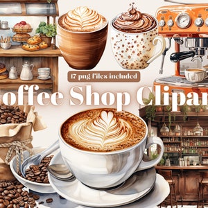 Aquarell Kaffee Clipart, Kaffee Getränke Clipart, Vintage Kaffeekannen, Kaffeemühlen, Kaffeebohnen, Tasse Kaffee, PNG, Kaffee Sublimation