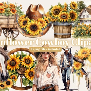 Aquarell Pastell Cowgirl Clipart - Wild Western PNG digitale Bild-Downloads für Card Making, Scrapbook, Junk Journal, Paper Crafts