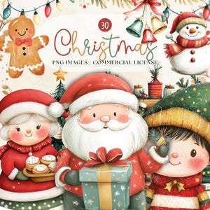 Watercolor Christmas Clipart Bundle, Cozy Christmas Clipart, Boho Christmas PNG, Ornaments Clipart, Christmas Wreath, Stocking