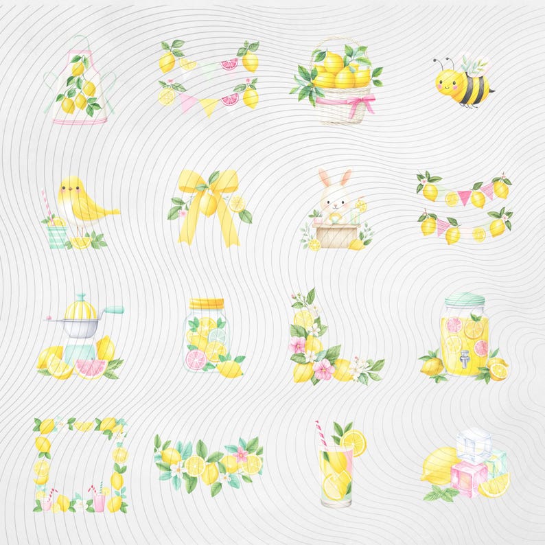Lemonade Stand Clipart, Summer Kids Clipart, Lemon Clipart PNG, Cute Summer Graphics, Commercial Use Clipart, Scrapbook PNG image 2