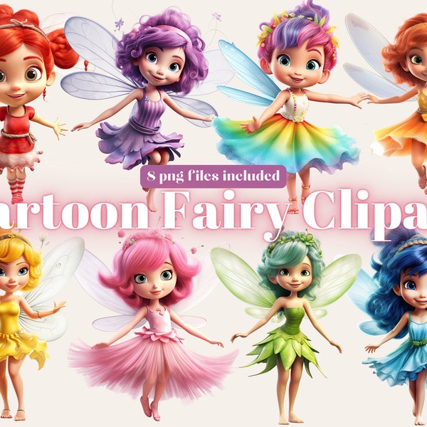 Pink Fairy Friends Watercolor Clipart, Fairies clipart, Fantasy clipart, Fairytale Bundle PNG, book art, Instant Download, Sublimation