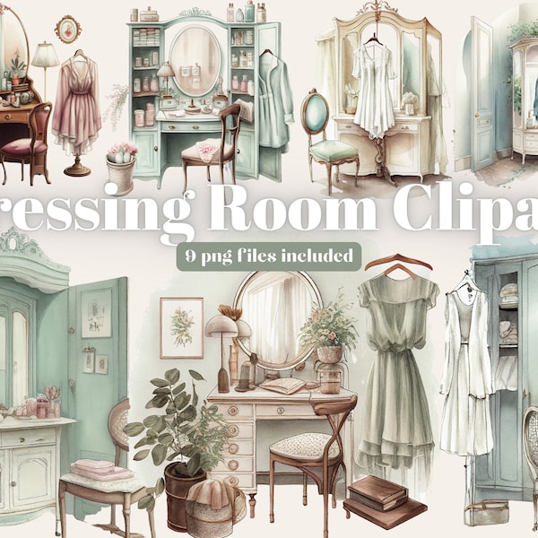 Mirror clipart. Vintage clipart, retro clip art, boho. Dressing Room png. Antique. Scrapbooking. Digital watercolor. Free commercial use.