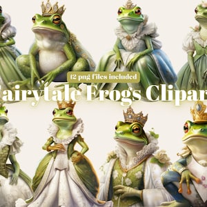 Fairytale Frog Watercolor Clipart, fairytale Clipart PNG, fantasy Frog, Fantasy art Clipart, Paper craft - Junk Journal, Scrapbooking