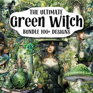 Imágenes Prediseñadas de Bruja Verde, Bruja PNG, Imágenes Prediseñadas de Halloween, Álbum de Recortes, Diario Basura, Manualidades de Papel, Scrapbooking, Sublimación, Imágenes Prediseñadas de Fantasía