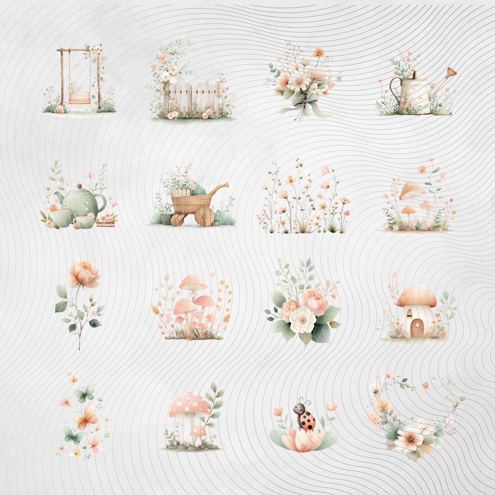 Fairy Clipart PNG, Watercolor Fairy Garden Graphics Commercial Use, 50 ...