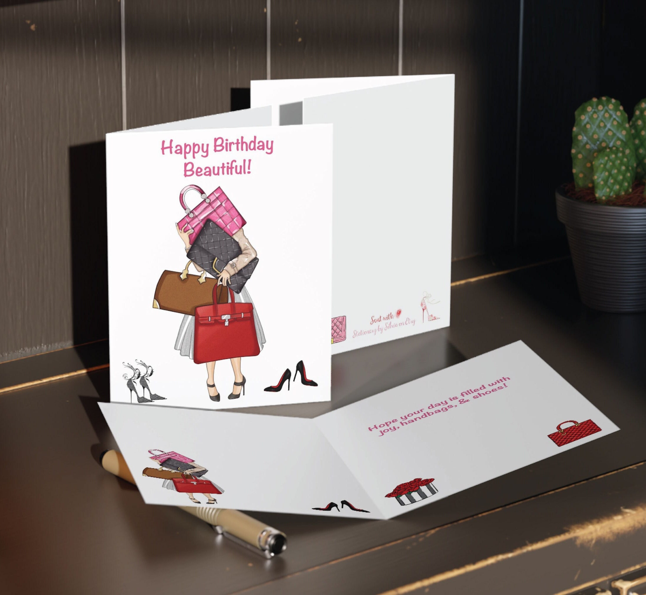 Handbag Shoes Birthday Card Fashion Girl Birthday Card With Handbag