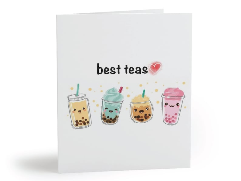 Boba Bubble Tea Greeting Card Best Teas Greeting Card With - Etsy