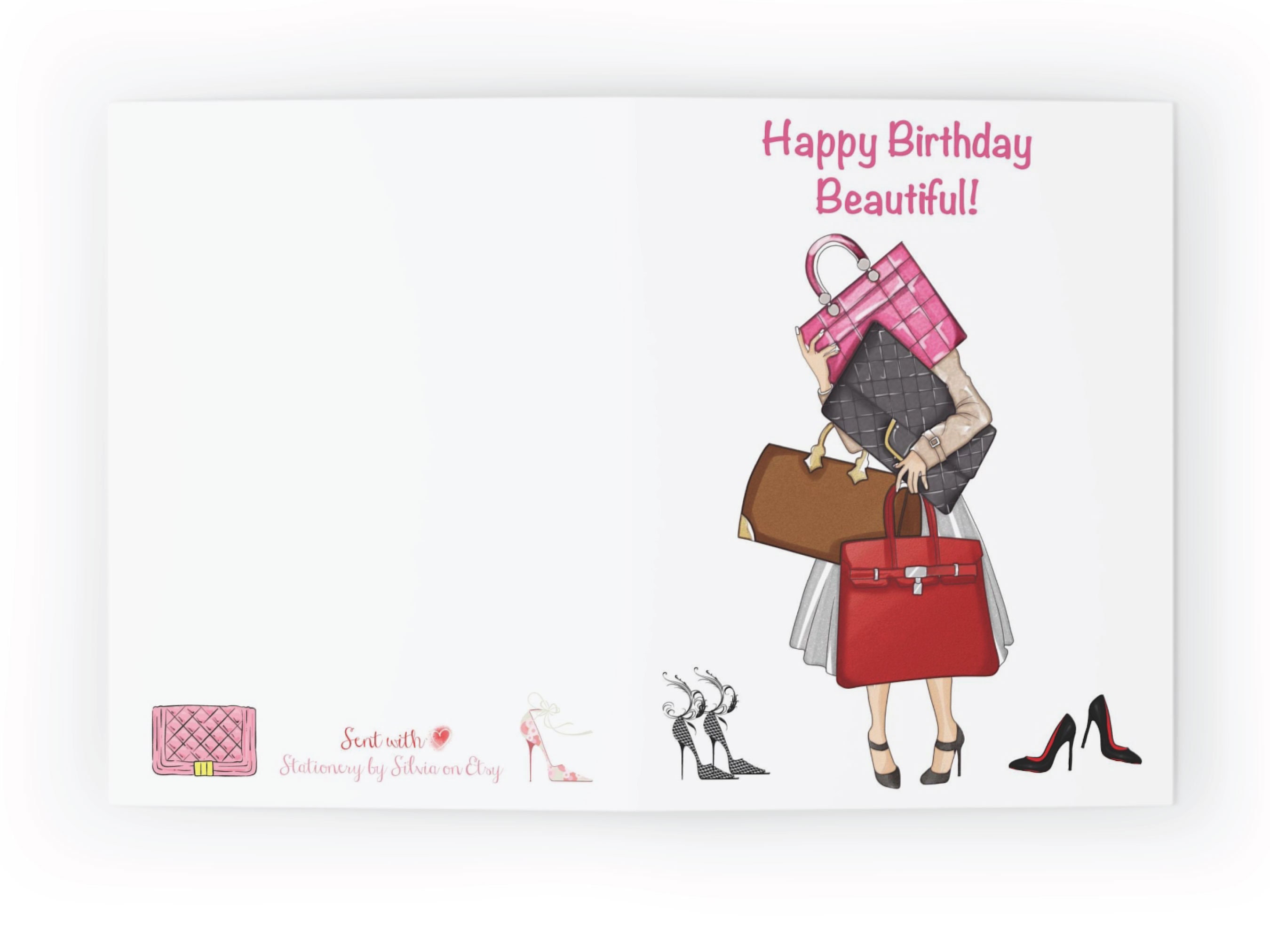 Handbag Shoes Birthday Card Fashion Girl Birthday Card With Handbag