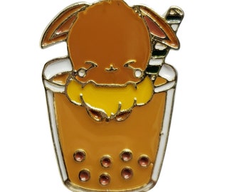 Bubble Tea Puppy Pin Adorable Puppy Dog Bubble Tea Boba Tea Milk Tea Alloy Pin - Brown White Pin