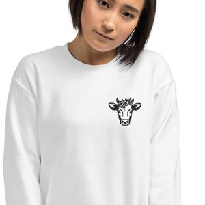 Strawberry Cow Embroidered Crewneck Cow Embroidered Crewneck Cute
