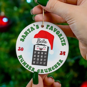 Calculator Ornament Personalized, Custom Accountant Christmas Ornament, CPA Ornaments 2024, Gift for Accountants, Co-worker Ceramic Ornament