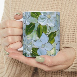 Stained Glass Floral Mug, Coffee Lover Gift, New Home Gift Ideas, Perfect for Tea Lovers, Gift for Mom, Spring Home Decor