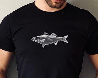 Striped Bass Fishing Tshirt, Dad Fishing Gift From, Minimalist Fish Shirt, Gift for Fisherman, Angler Tshirt, Fly Fish Gifts, Unisex t-shirt