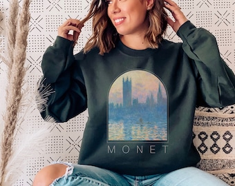 Claude Monet Print Shirt, Gifts For Her Monet, French Impressionism, Light Academia, Artsy Aesthetic, Art Teacher Gifts, Monet Sweatshirt