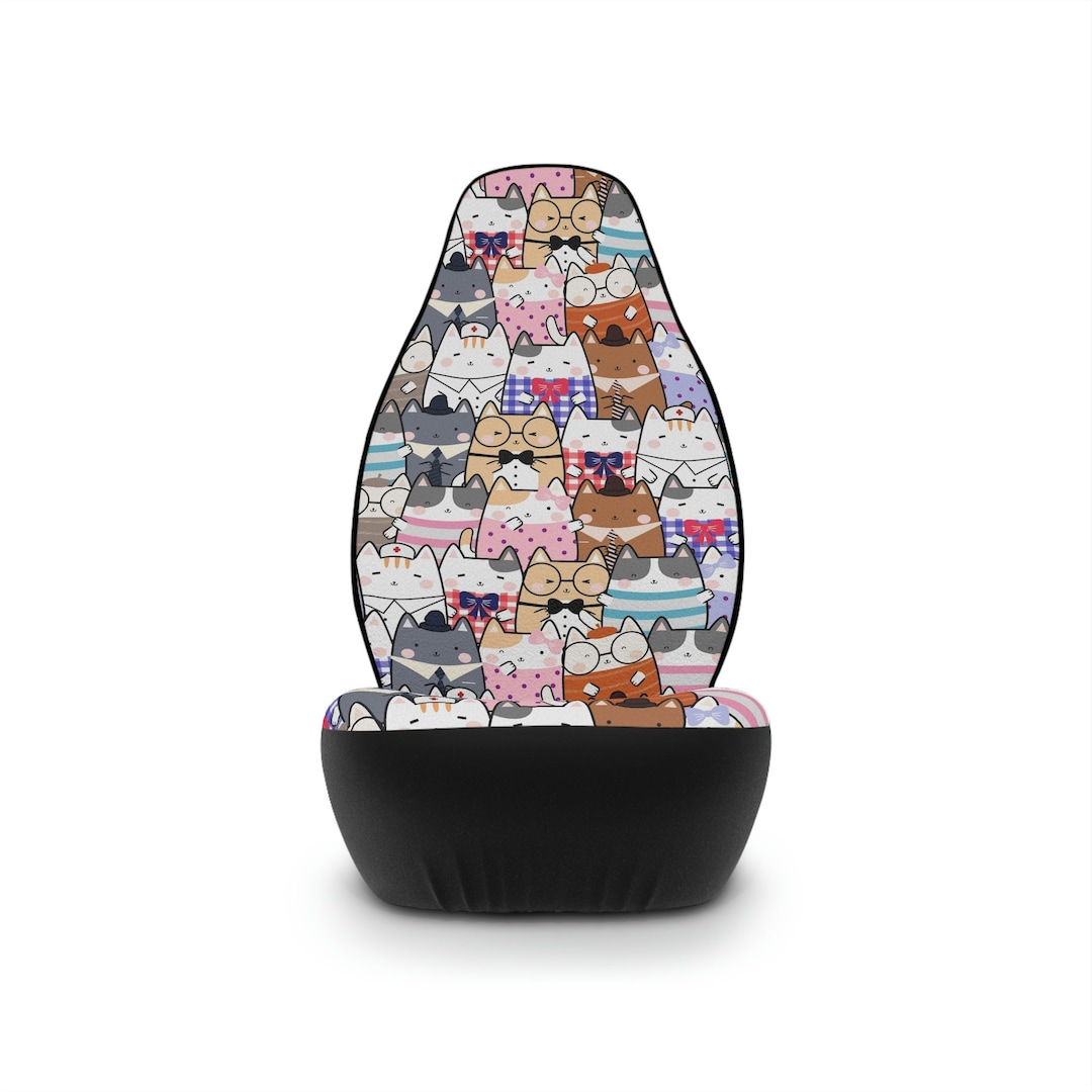Cute Kawaii Cat Car Seat Covers, Kawaii Seat Cover, Colorful Seat