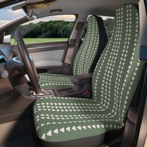 Car Seat Covers Vehicle, Green Retro Seat Protectors, Boho Pattern Seat Cover, Gift for Car, Bizarre Seat Cover, Universal Fit Set of 2