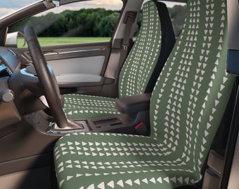 Car Seat Covers Vehicle, Green Retro Seat Protectors, Boho Pattern Seat Cover, Gift for Car, Bizarre Seat Cover, Universal Fit Set of 2