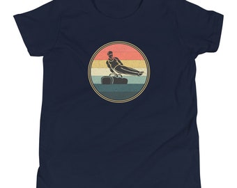 Gymnastics Shirt, Boys Gymnastics, Male Gymnast, Gymnastics Gifts, Boy Gymnast, Pommel Horse, Sunset Distressed, Youth Short Sleeve T-Shirt
