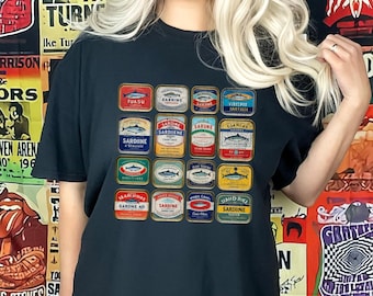 Sardines Tin Fish Comfort Colors Shirt, Vintage Tinned Fish T-Shirt, Fisherman Aesthetic TShirt, Sardine Label Unisex T-shirt, TIn Art Gift