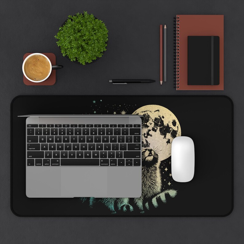 Raccoon Funny Desk Mat, Feral Raccoons Computer Desk Mats, Gaming Pad with Moon and Raccoons, Home Office Decor, Back to School Desk Mat Bild 8
